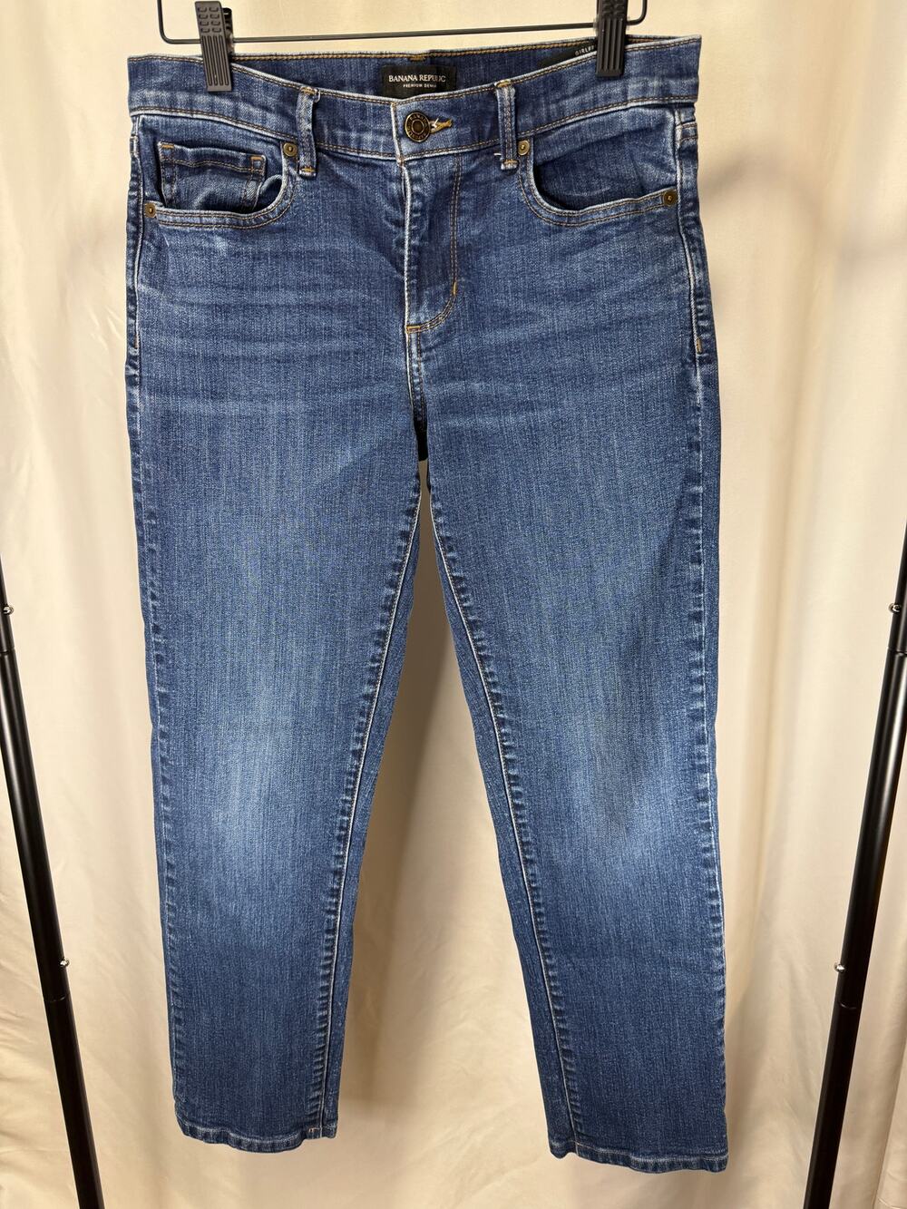 Banana Republic Girlfriend Jeans Women 27 Medium Wash Slim Straight Ankle Denim